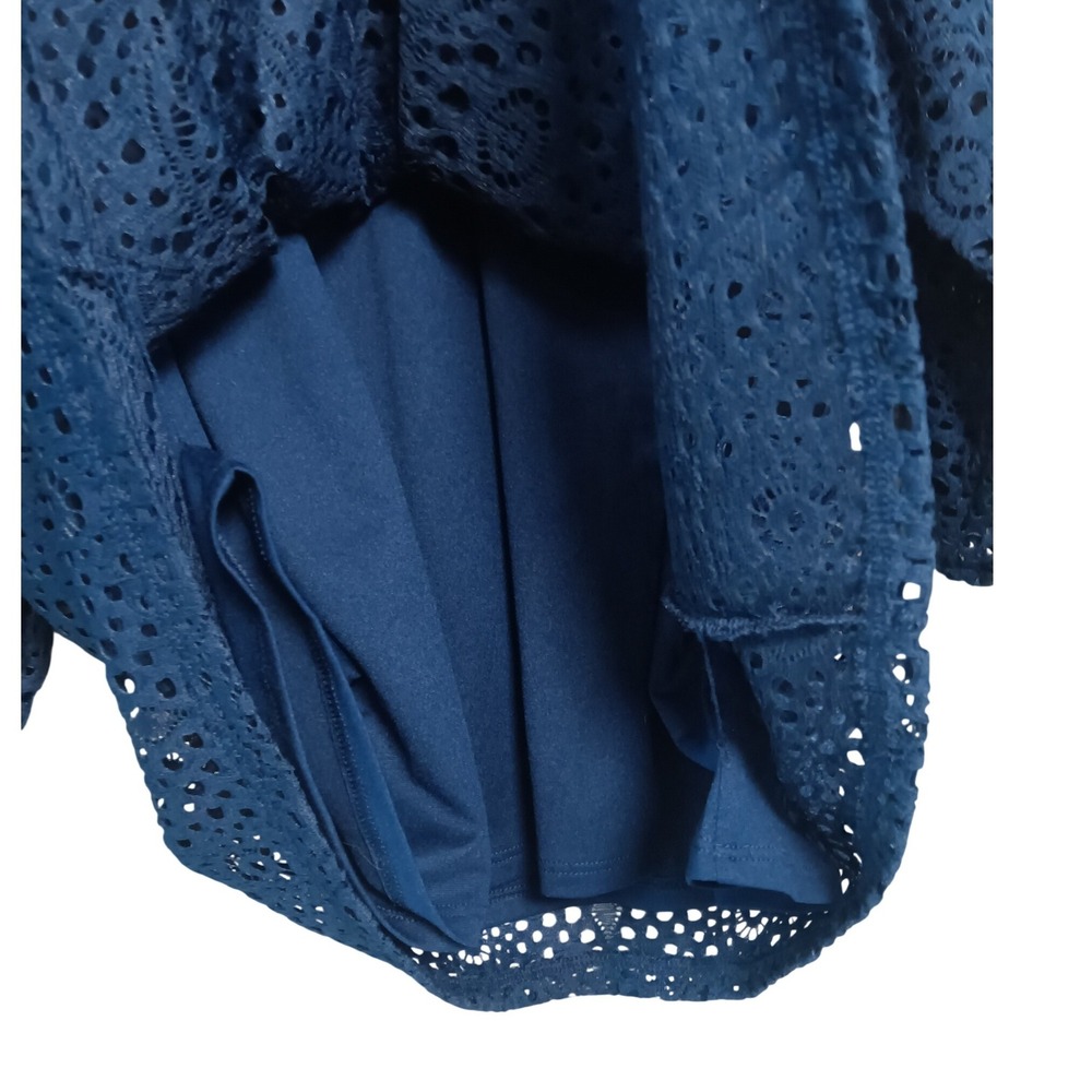Leo & Nicole Admiral Navy Eyelet Lace Convertible Blouse XXL NWT - Picture 4 of 13
